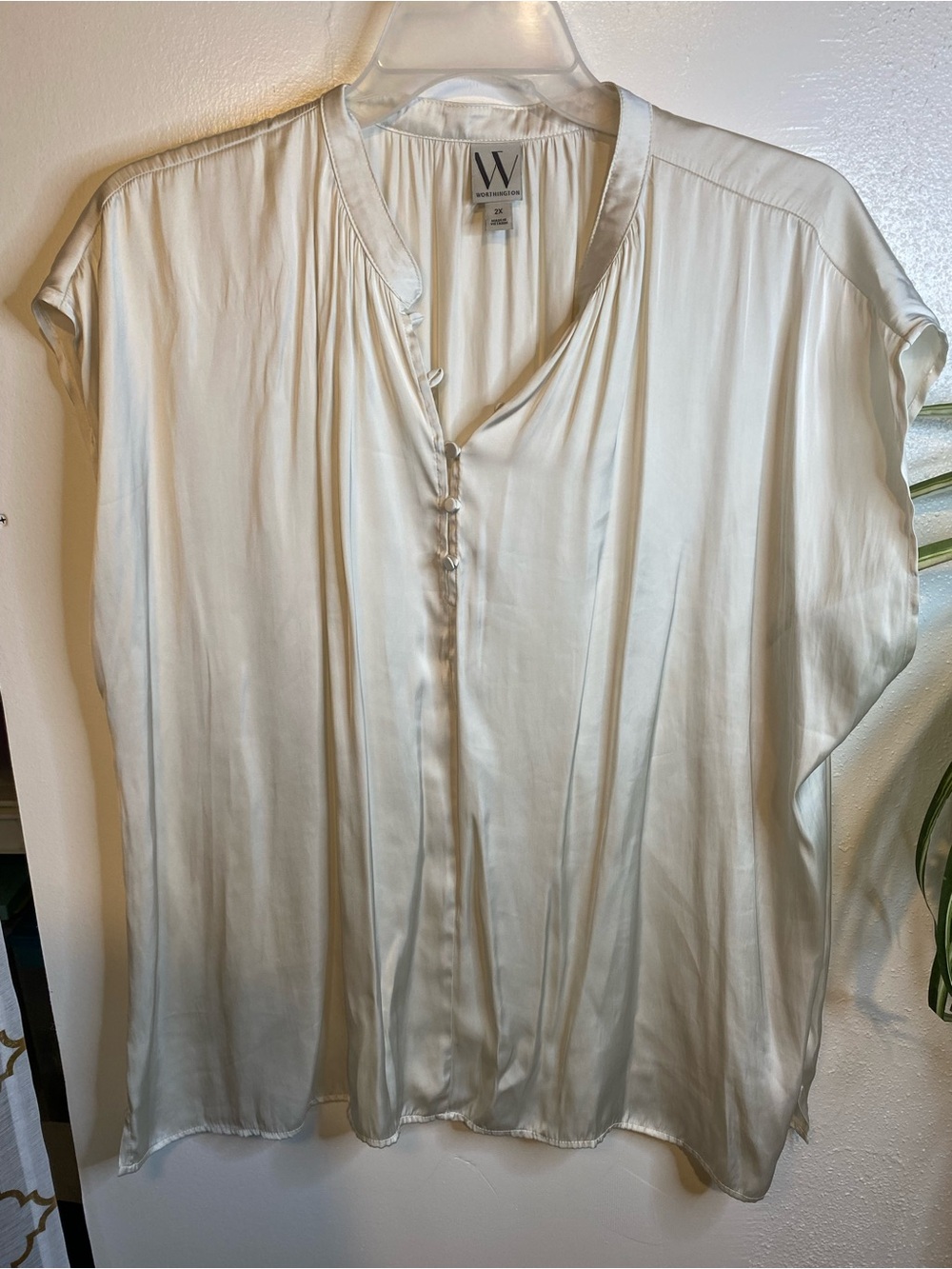 Worthington Ivory Satin-Look Blouse 2X